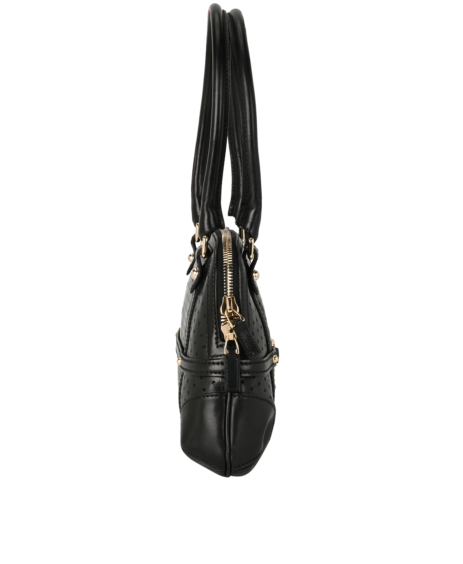 Interlocking G Perforated Shoulder Bag, &pound;250, Handbags, Black, Leather, Side view